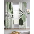 thumbnail image 2 of Boho Geometric Sheer Curtains 84 Inch Length 2 Panels Set for Living Room/Bedroom, Farmhouse Green Abstract Stripes Leaves Kitchen Curtains Grommet Semi-Sheer Curtains Window Treatments 42"x84"x2, 2 of 7
