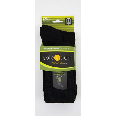 Soleution by GOLDTOE Non-Binding Comfort Unisex Super Soft Crew, 2-pair Socks