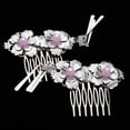 thumbnail image 2 of 2 Uds., Elegante de cabellero Lateral con de Cristal para Mujer, Joyería para El cabellero Nupcial - Púrpura, tal se describe BLESIY Flor de la horquilla china, 2 of 7