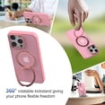 thumbnail image 4 of 360° Rotatable Magnetic Ring Stand for iPhone 15 Pro Max Case Magsafe, Shockproof Protective Slim Translucent Back iPhone 15 Promax Case for Men Women 6.7 - Pink, 4 of 12