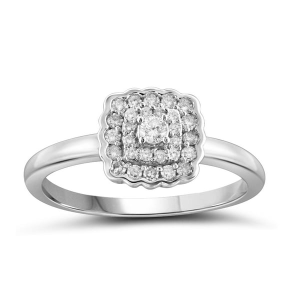 Double Square Halo Diamond Wedding Ring 2.0 Ct Diamond 14K White Gold Over