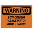 thumbnail image 1 of SignMission OS-WS-A-1218-L-12238 12 x 18 in. OSHA Warning Sign - Low Ceiling Please Watch Your Head, 1 of 1