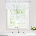 thumbnail image 4 of Haperlare 52"Wx15"L White Sheer Valances Curtains Kitchen Leaf Embroidery Voile Valances Farmhouse Faux Linen Valance Cafe Curtains, 1 Panel, 4 of 7
