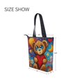 thumbnail image 7 of Zipper canvas bag large capacity large size practical handbag durable Canvas with leather material Brown Bear and Red Heart, 7 of 7