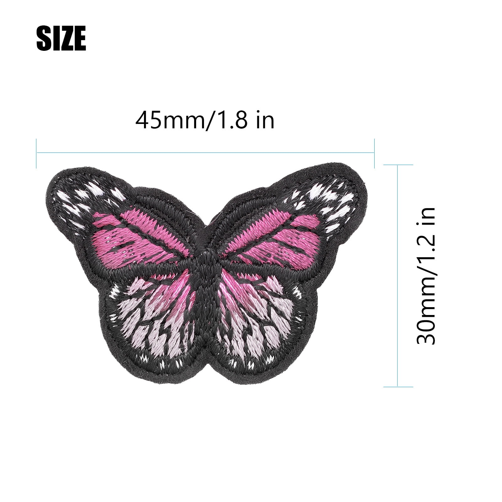 Butterfly Iron-on Embroidered Clothing Patches, 12 Different Color Options  for Jeans Jacket Dress Purse Backpack and MORE DIY Fashion Accent