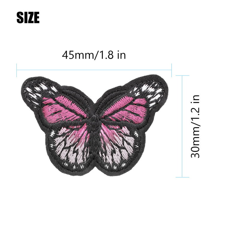 23pcs Butterfly Iron on Patches Pink, PAGOW Multiple Shapes Butterfly Embroidered Iron on Patches, Iron Sew on Embroidered Applique Decoration