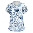 thumbnail image 2 of Womens Scrubs,Scrub Tops Womens with Pocket - Antimicrobial Short Sleeve Medical Uniform Top for Clinics - Blue - XL, 2 of 5