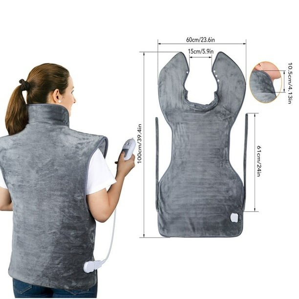 Chal de masaJe con caleFacción eléctrica, manta con almohadilla calentada para cuello y espalda, envoltura de calor, cinturón de temperatura aJustable