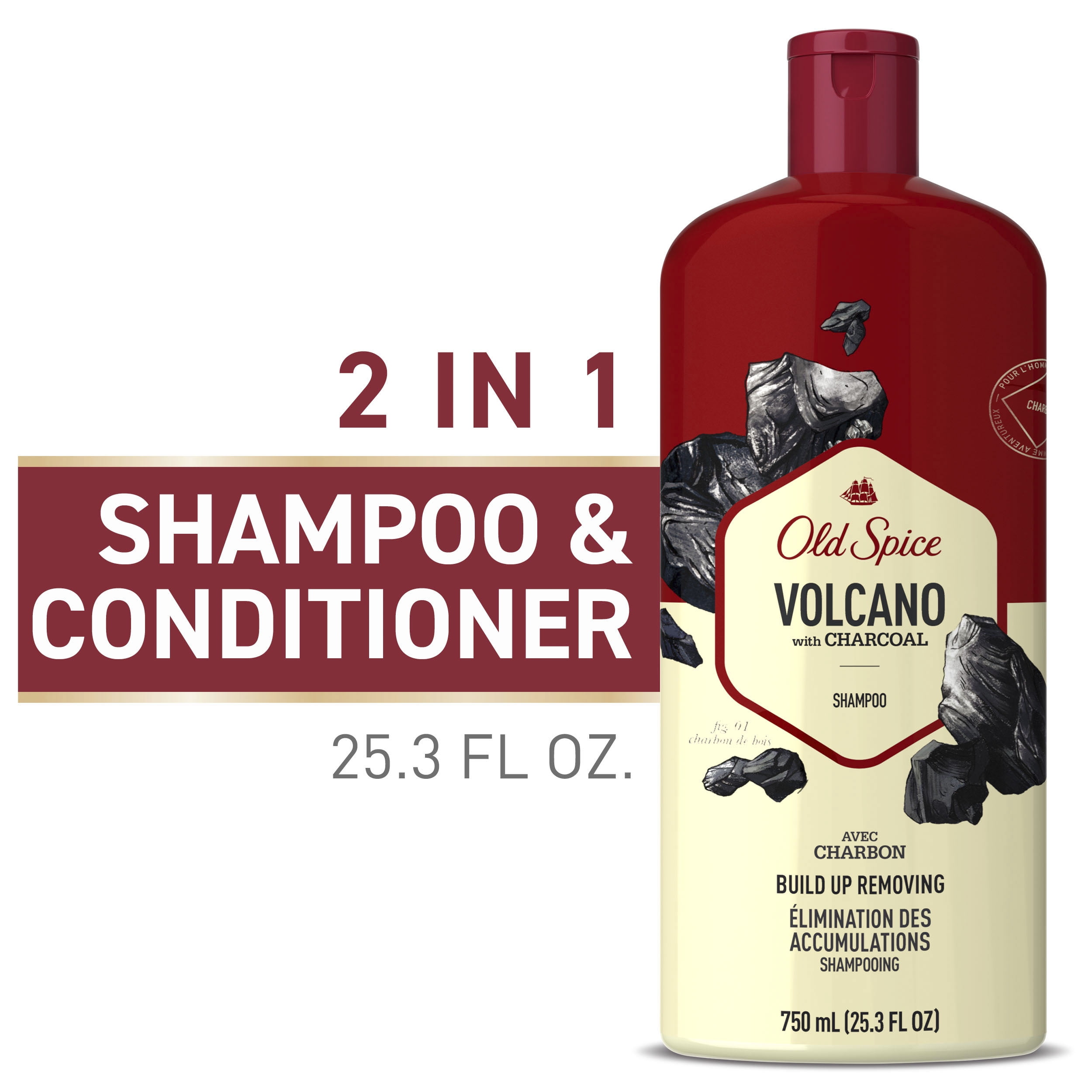 Old Spice Mens Shampoo, Charcoal Volcano, 25.3 fl oz