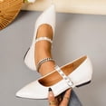 thumbnail image 2 of KEGIRLOM Women Fashionable And Casual All-Match Large-Size British-Style Thick-Heeled Buckle Round-Toe Comfortable Buckle Inner-Heightening Shoes Beige 8.5, 2 of 9