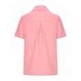 thumbnail image 5 of nerohusy Linen Shirts for Women Plus Button Down Shirts Short Sleeve Cotton Linen Collared V Neck Solid Casual Work Gauze Blouses 2025 Pink,L, 5 of 6