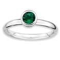 thumbnail image 1 of Sterling Silver Stackable Expressions Low 5mm Round Cr. Emerald Ring Size 5, 1 of 3