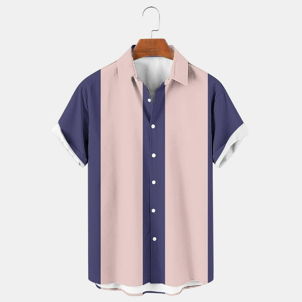 pstuiky Camisa de manga corta para hombre, Camisa hawaiana de manga corta con estampado tropical para hombre ropa de hombre l