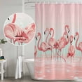 thumbnail image 4 of Pink Flamingo Shower Curtain Set - 48" x 72" Washable Bathtub Curtain with 12 Hooks, Valentine's Day Birds Lake Animals Waterproof Fabric Stall Shower Curtains for Bathroom/Bathtub Décor, 4 of 6