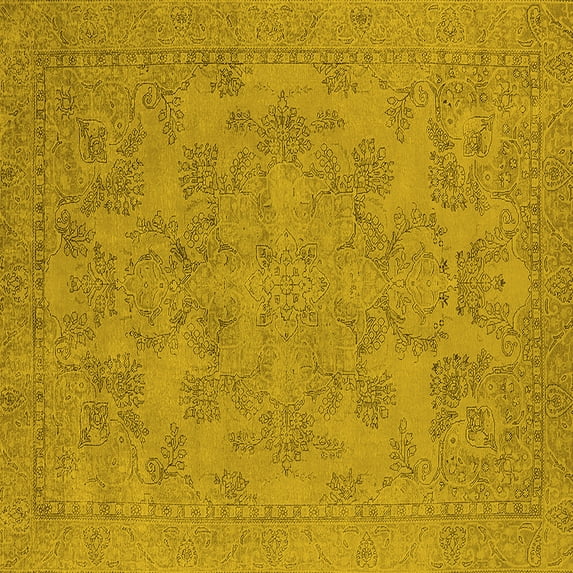 Ahgly Company Indoor Square Oriental Yellow Industrial Area Rugs, 6' Square