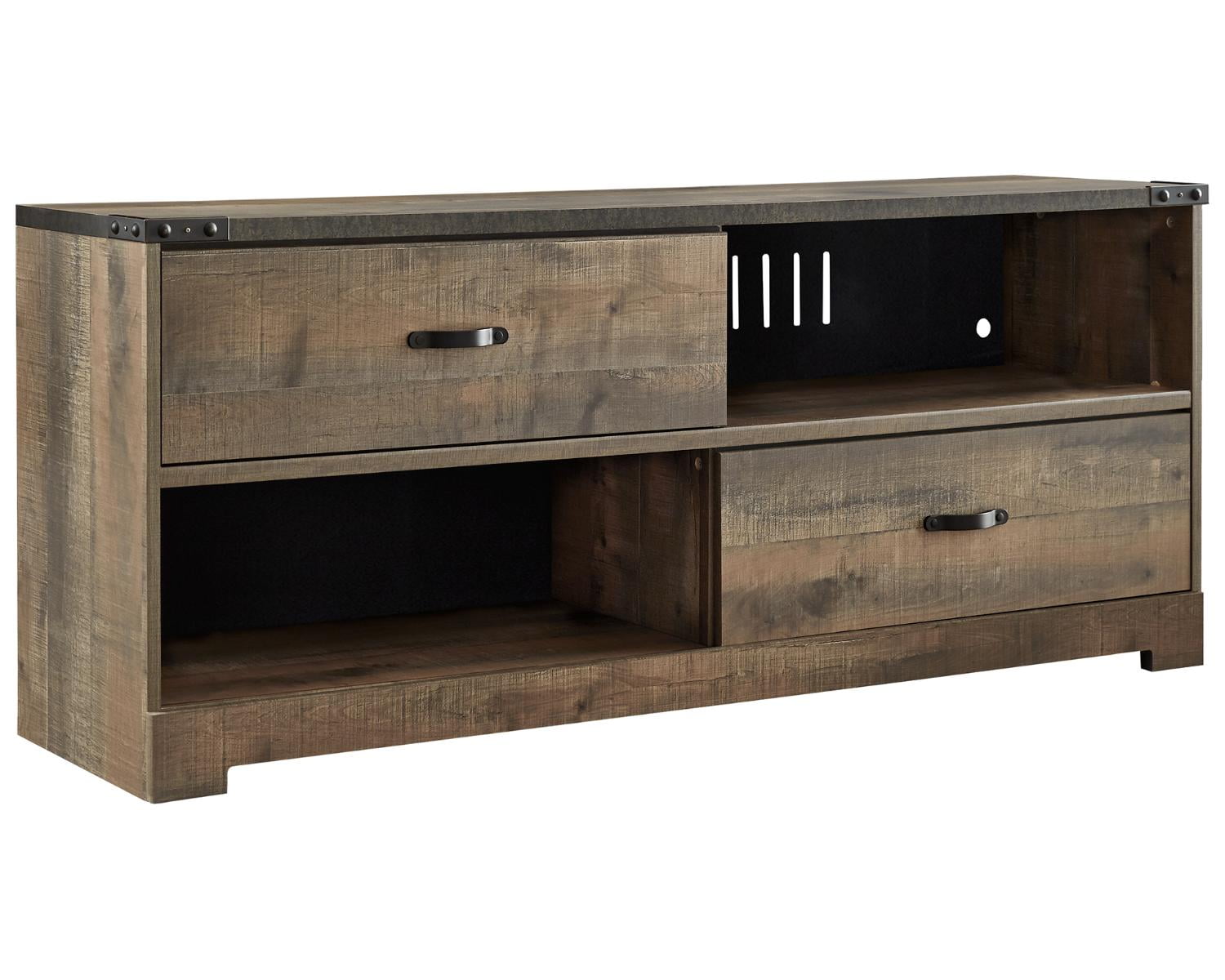 Bestar Fom 71 TV Stand in Rustic Brown and Sandstone