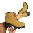 thumbnail image 5 of Bnwani Women Boots Ankle Fall Winter Fashion High-Heel Thick High Strap Versatile Casual Sweet Boot Yellow Size 9, 5 of 9