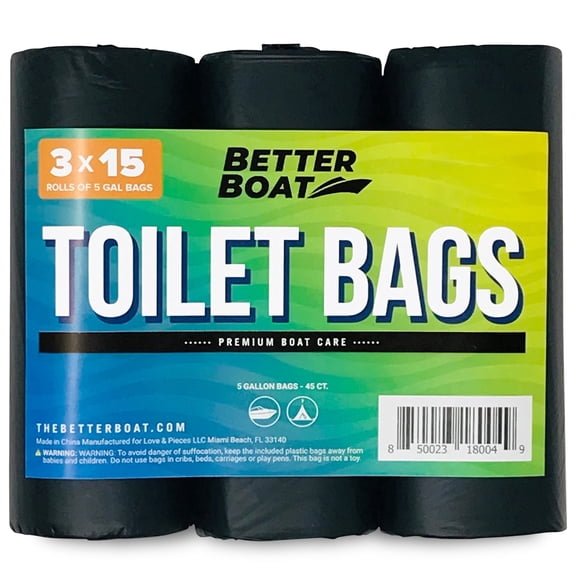 Better Boat 45 Portable Toilet Bags for Camping Boating Outdoors Compatible with 5 or 8 Gallon Bucket