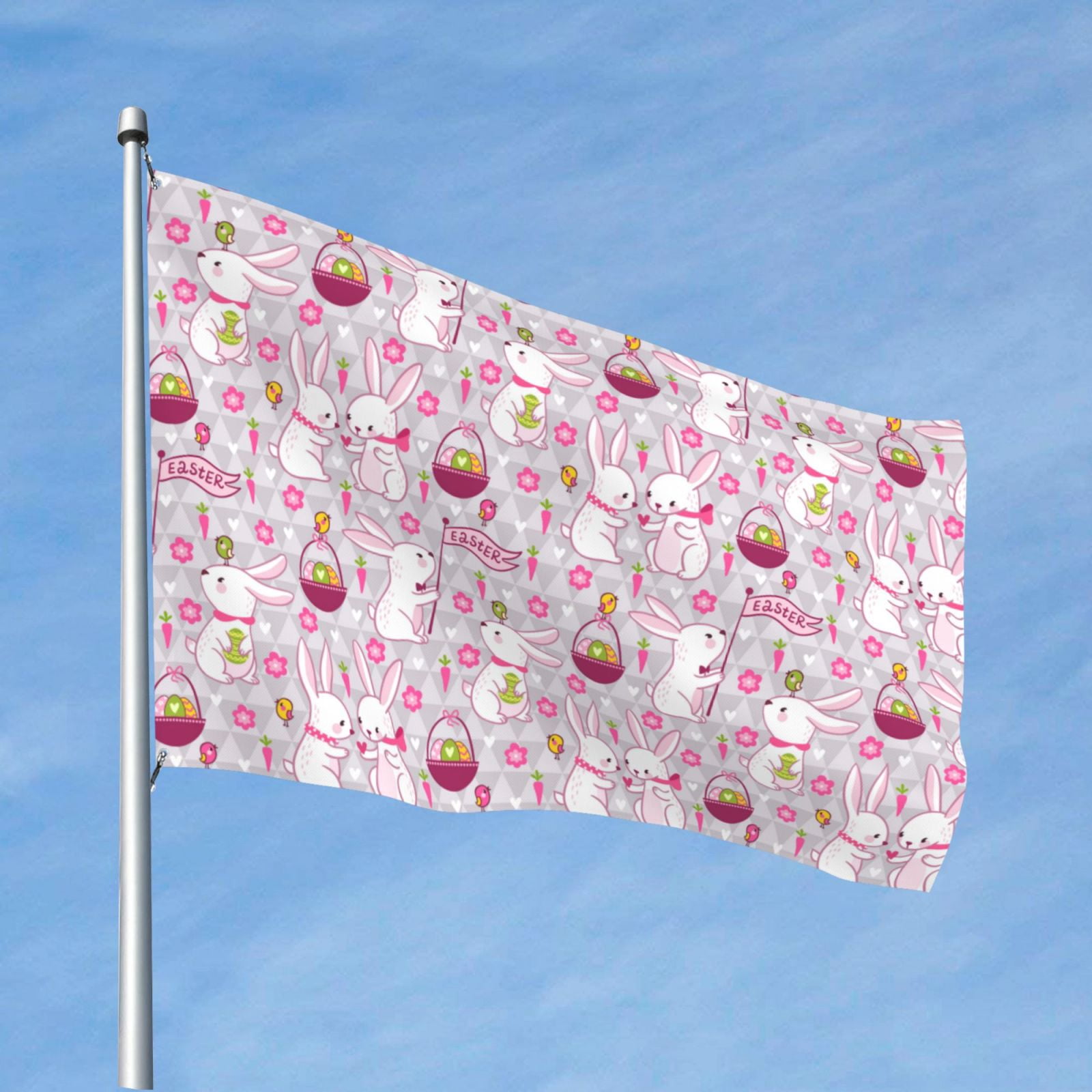 Vsdgher Easter Rabbit Print Outdoor Decorative Flag 4x6ft, Suitable for outdoor decoration, can be hung indoors, on outdoor lawns, balconies, parties