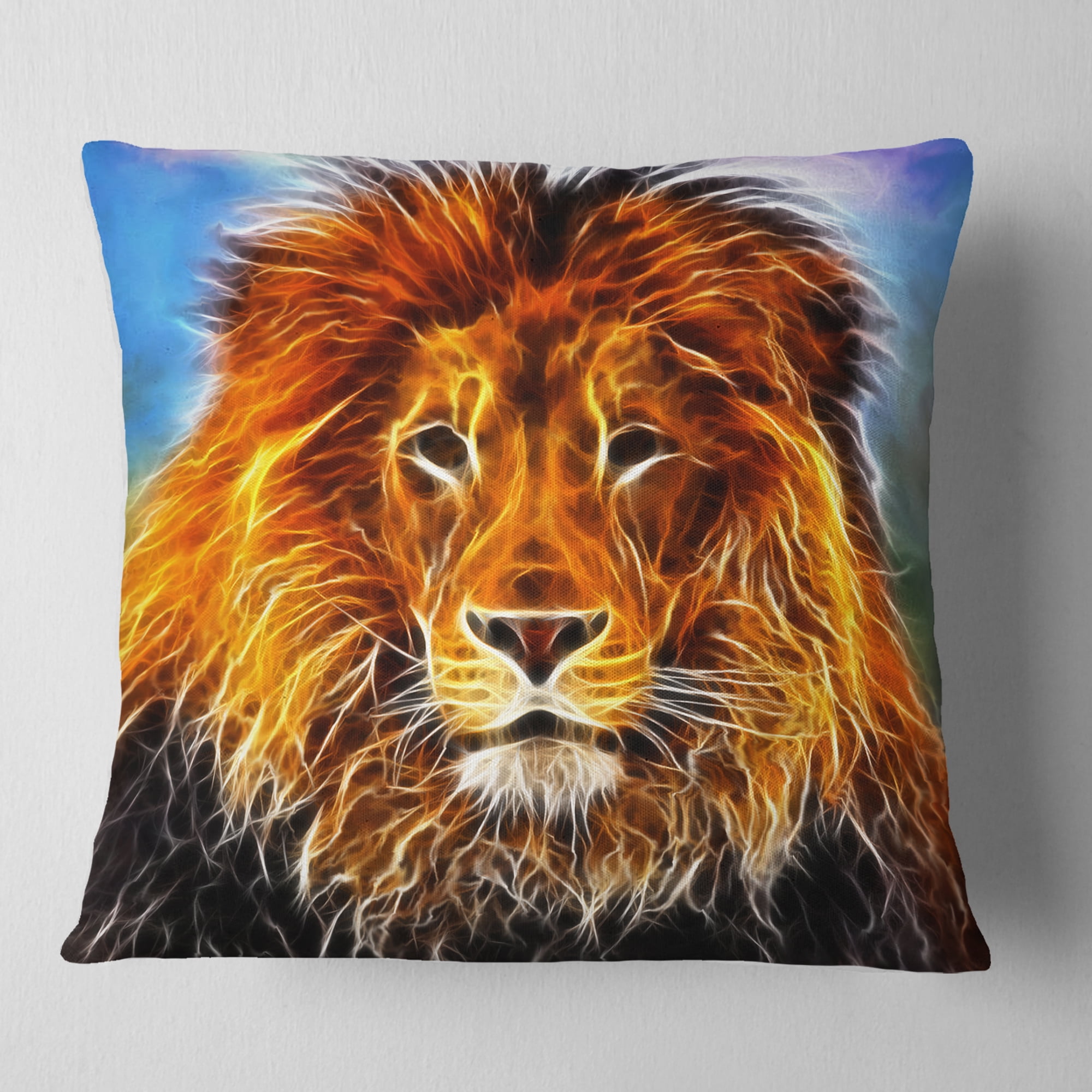 Designart Drawing of the King of Jungle - Animal Throw Pillow - 18x18