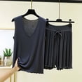 thumbnail image 1 of RKSTN Pyjama pour Femmes Ensemble Coton à Volants Grande Taille Col en V Sans Manches Camisole de Pyjama avec Shorts 2 Pcs Pyjama Léger pour Femmes, 1 of 5