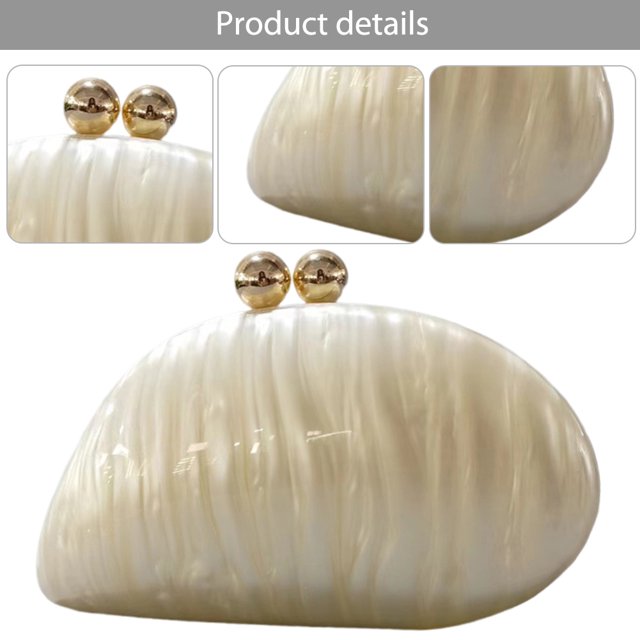 Bolso Mano Brillante Hombro Con Forma Concha Cadena Desmontable Favores Fiesta