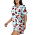 thumbnail image 2 of Kdxio Flowers and Lady Bugs Print Pajamas Sets for Women Short-Sleeved Pjs with Lounge Shorts Two Piece Sleepwear S-4XL, 2 of 8