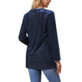 thumbnail image 3 of INSPIRE CHIC Women's Top Glitter Velvet V Neck Long Sleeve Metallic Tunic Blouse Loose Party Sparkle Blouse M Dark Blue, 3 of 6