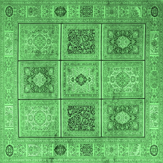 Ahgly Company Indoor Square Persian Emerald Green Traditional Area Rugs, 3' Square