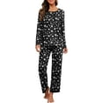 thumbnail image 1 of Pyjama à Manches Longues pour Femmes, Col Rond Doux, Étoile Blanche, 1 of 5