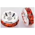 thumbnail image 2 of 200pcs Brass Rhinestone Spacer Beads Grade A Straight Flange Silver Color Plated Rondelle Hyacinth, 2 of 2