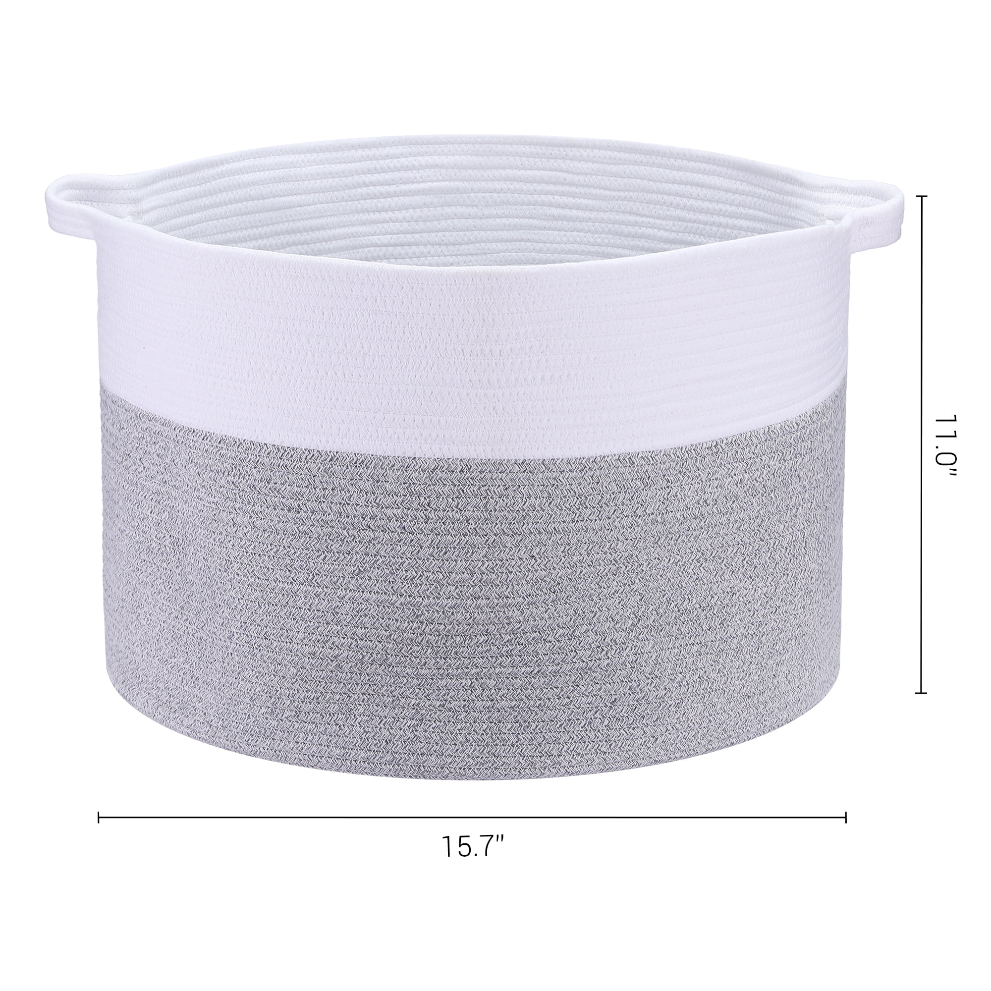 Unique Bargains Woven Storage Bin Shelf Storage Basket Organizer Bin with Handles Grey
