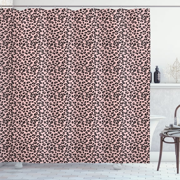 Ambesonne Leopard Print Shower Curtain, Fashion Wild Cat Skin, 69"Wx84"L, Blush Charcoal Grey