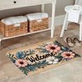 thumbnail image 2 of FJPT Welcome Floral Non Slip Flannel Polyester Floor Mat For Bathroom Kitchen Bedroom Decor 31.5x19.7 inch, 2 of 5