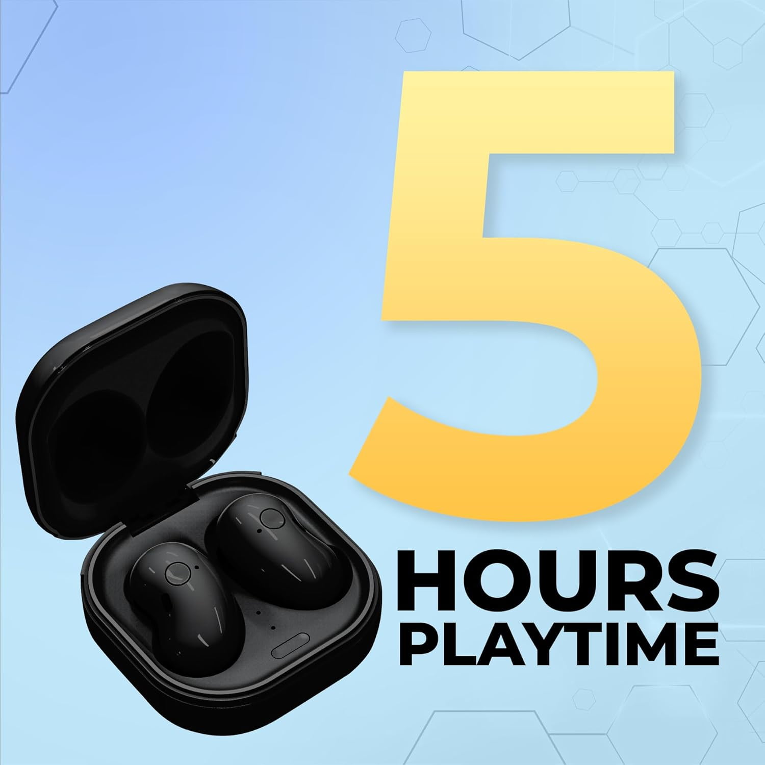 COBY Ultra-Slim True Wireless Earbuds, Ergonomic Bluetooth Earbuds with Microphone, Black