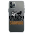 thumbnail image 1 of DistinctInk Clear Shockproof Hybrid Case for iPhone 13 PRO (6.1" Screen) - TPU Bumper Acrylic Back Tempered Glass Screen Protector - Real Queens Fix Each Other's Crowns, 1 of 2