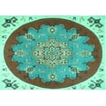 thumbnail image 1 of Ahgly Company Machine Washable Indoor Rectangle Medallion Turquoise Blue Traditional Area Rugs, 2' x 3', 1 of 4