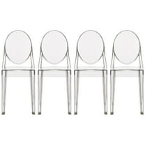 2xhome Set of 4 Modern Contemorary Dining Ghost Side Chairs Transparent Stackable Victorian Acrylic Plastic Vanity Chairs, Clear