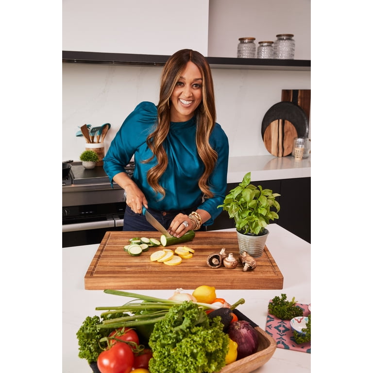 Spice By Tia Mowry Savory Saffron 7-Piece Stainless Steel Knife Set With Block - Teal