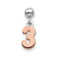 thumbnail image 1 of 925 Sterling Silver Mio Memento Rhodium & Rose Tone Number 3 Charm Pendant; for Adults and Teens; for Women and Men, 1 of 3