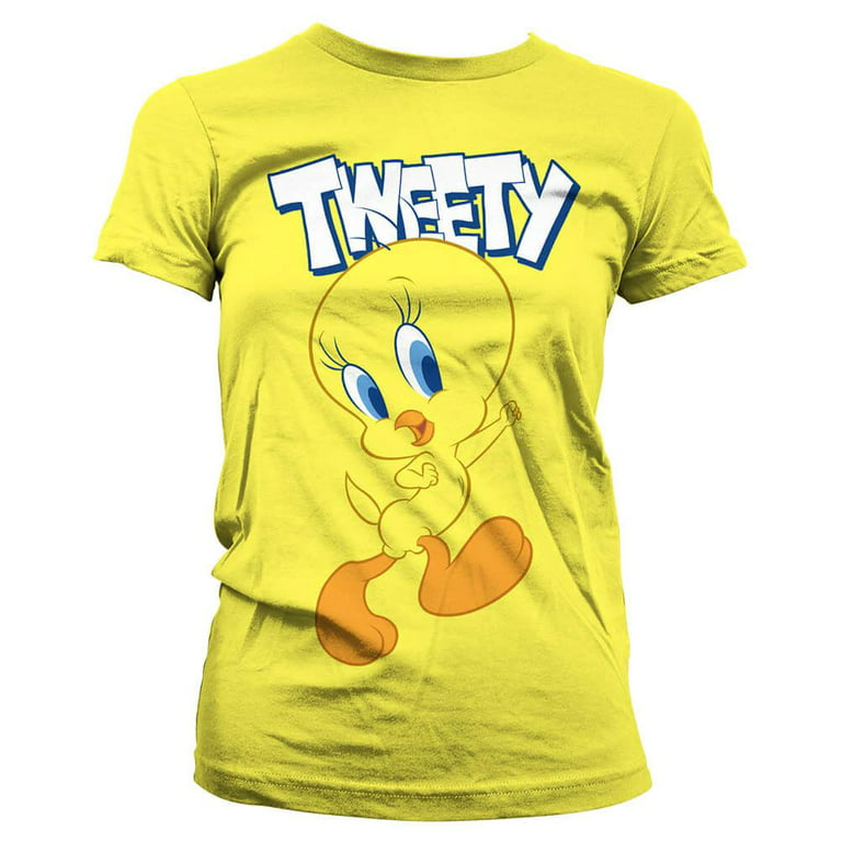 Large Pie Fitted Crew Neck Women\'s T-Shirt Character Tee: XX Tunes Adult Tweety Looney -