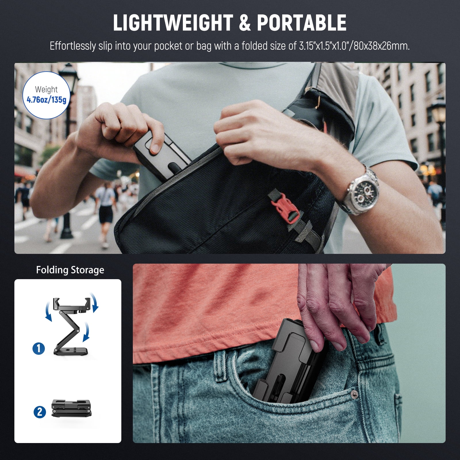 Neewer SP-04 Phone Tripod Mount with Cold Shoes, Metal Tri-Fold Grip for iPhone, Multi-Angle Holder for Streaming/Vlogging