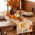 thumbnail image 6 of Thanksgiving Fall Table Runner - 36 Inch Long Watercolor Orange Maple Leaves Plants Cotton and Linen Blended Dress Scarves Farmhouse Table Runner for Kitchen Dining, Coffee Table, 13" x 36", 6 of 8