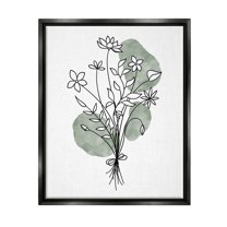 Stupell Industries Casual Daisy Petal Outline Graphic Art Jet Black Floating Framed Canvas Print Wall Art, Design by JJ Design House LLC