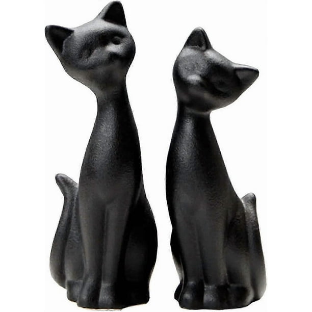 Black Cat Statue, Home Decor Mini Cat Figurines, Room Decor Matt Ceramic Small Cat Figurine, Give Cat Figurines For Cat