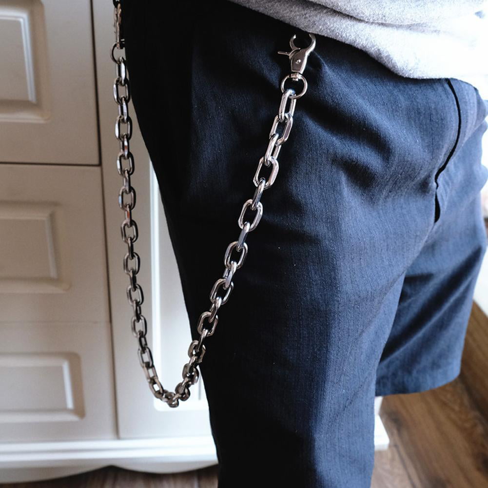 Men Silver Metal Wallet Chains Links KeyChain Jeans Biker Big