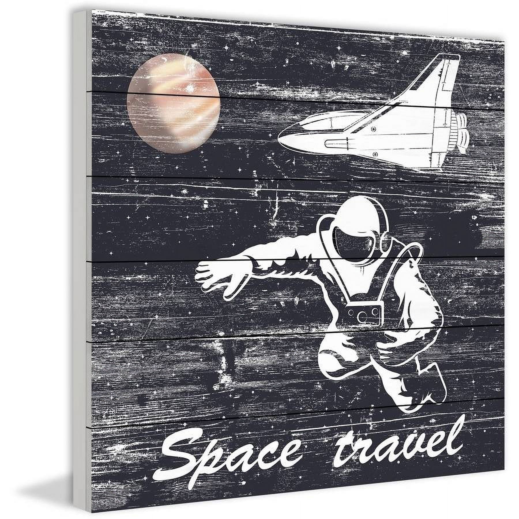 Space Travel I Painting Print on White Wood