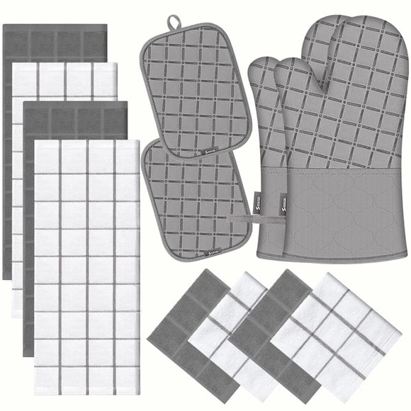 Juego de guantes de cocina, soportes para ollas, toallas y paños de cocina