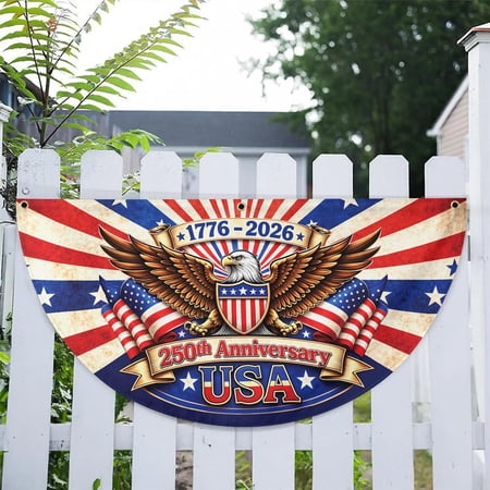 USA 250th Anniversary Patriotic Eagle Outdoor July 4th Independence Day 2026 Celebration Banner Fan Flag 18x36in