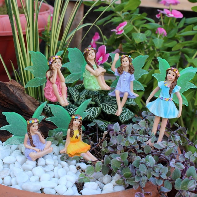6 piezas Figuras de hadas en miniatura Accesorios de jardín de hadas Decoración de la casa de muñecas Estatua mini jardín para del pasillo